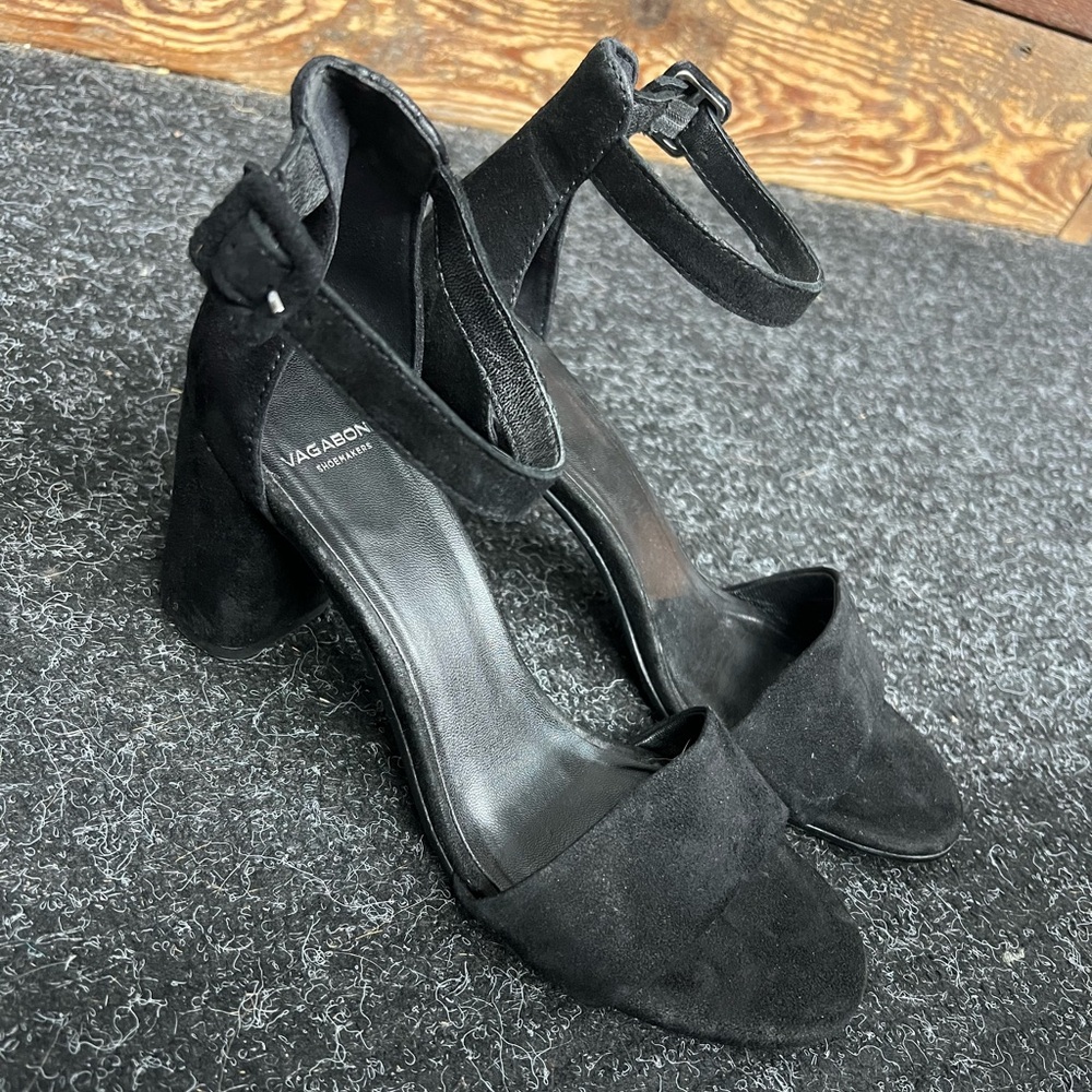 Vagabond Women's Black Suede Heels open toe size 39